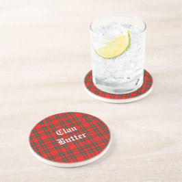 Klan Butter Tartan en aangepaste tekst Zandsteen Onderzetter