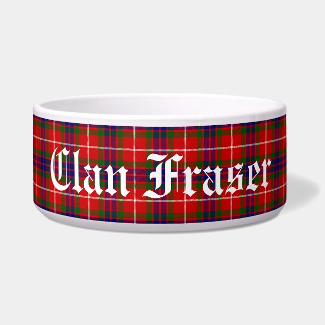 Klan Fraser Tartan Plaid Op maat gemaakte huisdier Voerbakje (Voorkant)