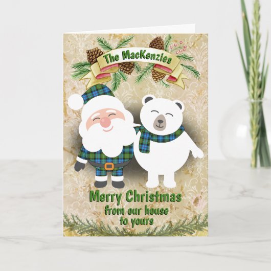 Klan MacKenzie Tartan Plaid Kerstmis Feestdagen Kaart (Voorkant)