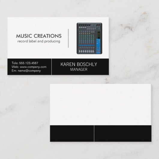 klankmengbord | muziektechnologie visitekaartje (Voorkant / Achterkant)