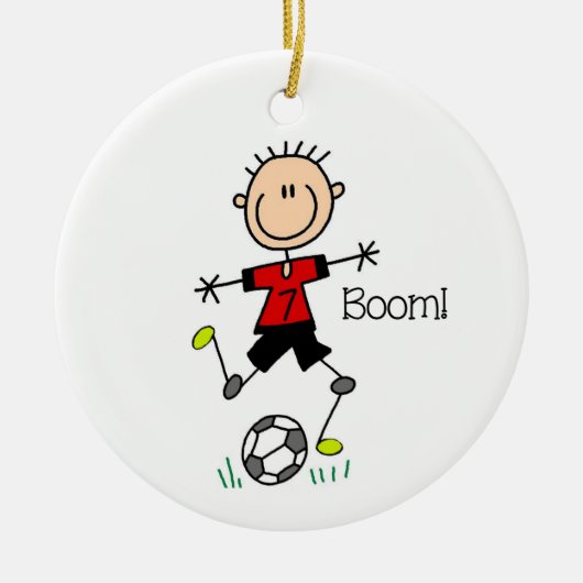 Klant Aanvraag Boy Soccer Player Ornament (Voorkant)
