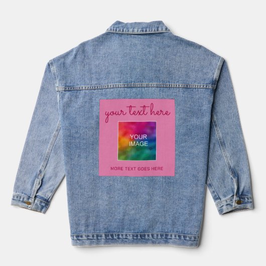Klant Afbeelding Foto Tekst Naam Sjabloon Vrouwen Denim Jacket (Achterkant)