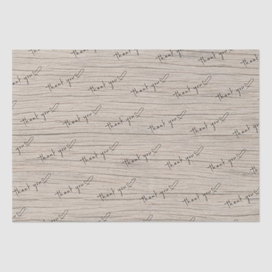 Klant bedankt Harten op Hout Tissuepapier (Voorkant)