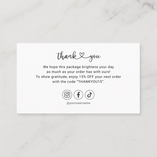 Klant Bedankt Meisjes Sociale Media Visitekaartje (Achterkant)