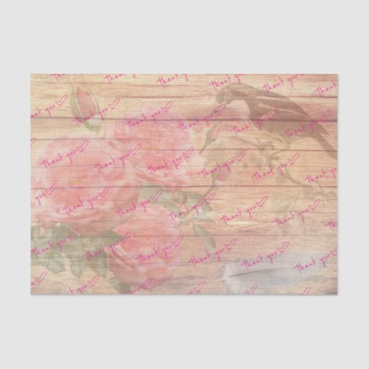 Klant Bedankt Rozen en Bird Tissuepapier (Voorkant)