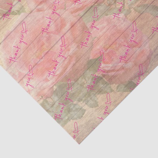 Klant Bedankt Rozen en Bird Tissuepapier (Detail)