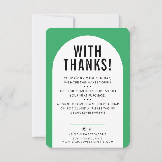 KLANT BEDANKT U DE moderne, groene zwarte boog (Voorkant)