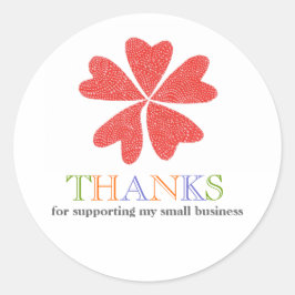 Klant bedankt u voor het kleinbedrijf ronde sticker