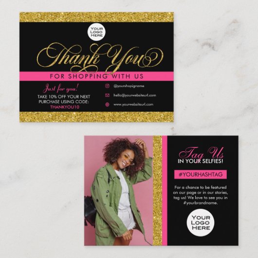 Klant Bedankt voor het invoegen en afschrijven van Visitekaartje (Voorkant / Achterkant)