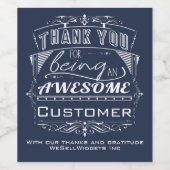 Klant Bedankt voor je waardering Wijn Etiket (Enkel label)