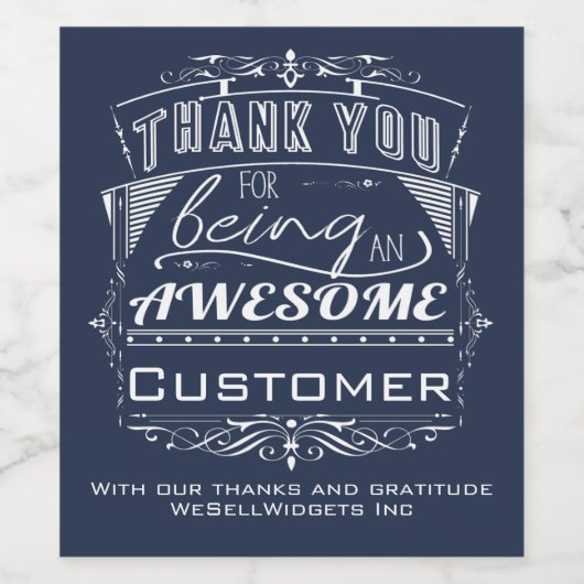 Klant Bedankt voor je waardering Wijn Etiket (Enkel label)