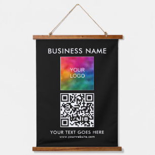 Klant Bedrijf Logo Tekst QR Code Hangend Wandkleed