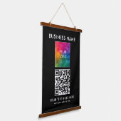 Klant Bedrijf Logo Tekst QR Code Hangend Wandkleed (Gebogen)