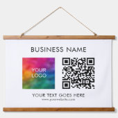 Klant Bedrijf QR Code Logo Tekst Hangend Wandkleed (Voorkant)