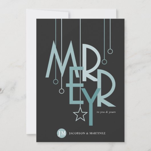 Klant Dank je feestdag Eenvoudig Blauwgroen Feestdagenkaart (Voorkant)