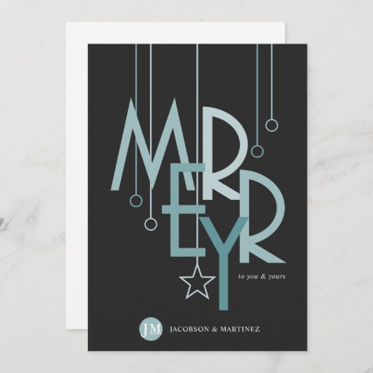 Klant Dank je feestdag Eenvoudig Blauwgroen Feestdagenkaart (Voorkant / Achterkant)