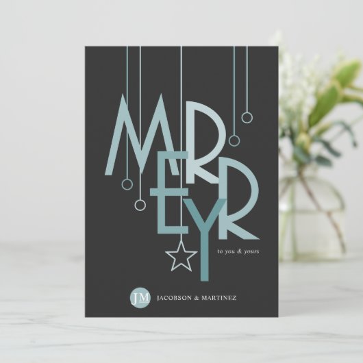 Klant Dank je feestdag Eenvoudig Blauwgroen Feestdagenkaart (Staand voorkant)