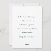 Klant Dank je feestdag Eenvoudig Blauwgroen Feestdagenkaart (Achterkant)