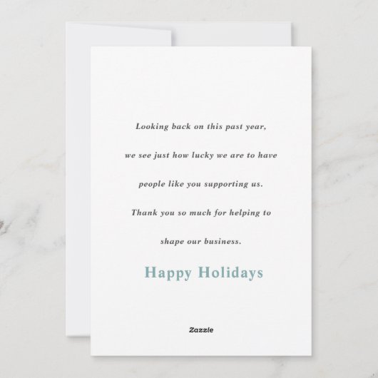 Klant Dank je feestdag Eenvoudig Blauwgroen Feestdagenkaart (Achterkant)