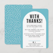 KLANT DANK U DE moderne boogturquoise blauw Bedankkaart (Voorkant / Achterkant)