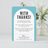 KLANT DANK U DE moderne boogturquoise blauw Bedankkaart (Staand voorkant)