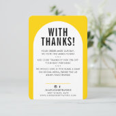 KLANT DANK U DE moderne, felgele zwarte boog Bedankkaart (Staand voorkant)