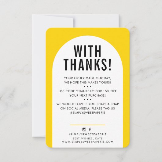 KLANT DANK U DE moderne, felgele zwarte boog Bedankkaart (Voorkant)