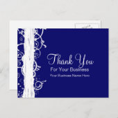 Klant Dank u Kaart Blauw en witte Zwemmen (Voorkant / Achterkant)