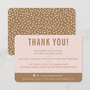 KLANT DANK U moderne blush roze bruin tan Bedankkaart