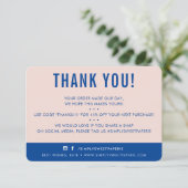 KLANT DANK U moderne blush roze koninklijk blauw Bedankkaart (Staand voorkant)