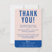 KLANT DANK U moderne blush roze koninklijk blauw Bedankkaart (Voorkant)