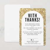 KLANT DANK U moderne boog faux gouden glitter Bedankkaart (Voorkant / Achterkant)