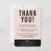KLANT DANK U moderne schattige blush roze zwart Bedankkaart (Voorkant)