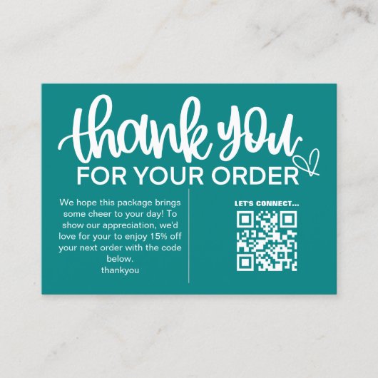 Klant Dank u Pakket invoegen QR Code Coupon Visitekaartje (Voorkant)