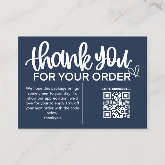 Klant Dank u Pakket invoegen QR Code Coupon Visitekaartje (Voorkant)