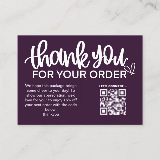 Klant Dank u Pakket invoegen QR Code Coupon Visitekaartje (Voorkant)