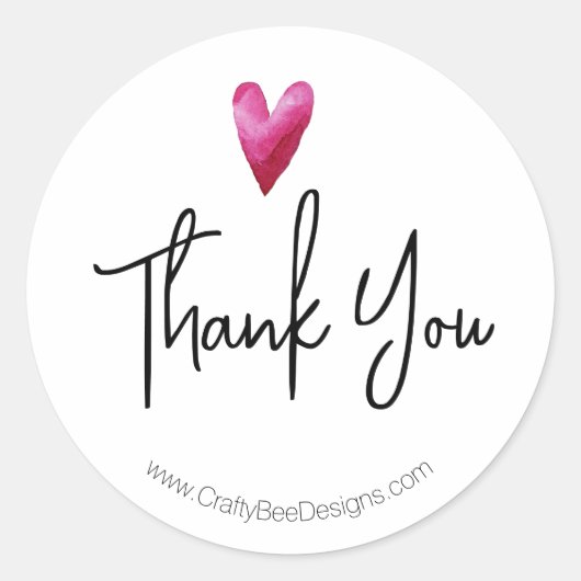 Klant Dank u Waterverf hart Ronde Sticker (Voorkant)