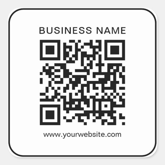 Klant Eenvoudige Sjabloon Business QR Code Wit Vierkante Sticker (Voorkant)