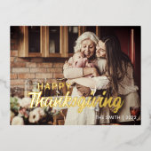 KLANT EIGEN Foto en berichtbeschrijving Thanksgivi Folie Feestdagen Briefkaart (Voorkant)