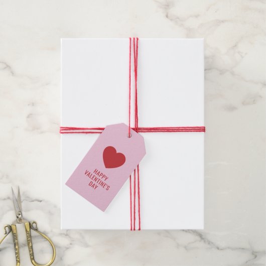 KLANT Fijne Valentijnsdag Rood hart Cadeaulabel (Met Touw)