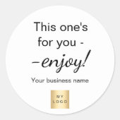 Klant gift zwart script business logo ronde sticker (Voorkant)