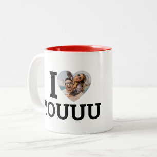 KLANT I Love You Add any Name Photo Tweekleurige Koffiemok