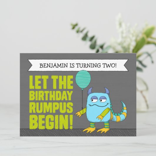 KLANT laat de 'Birthday Rumpus' beginnen! Uitnodig Kaart (Staand voorkant)