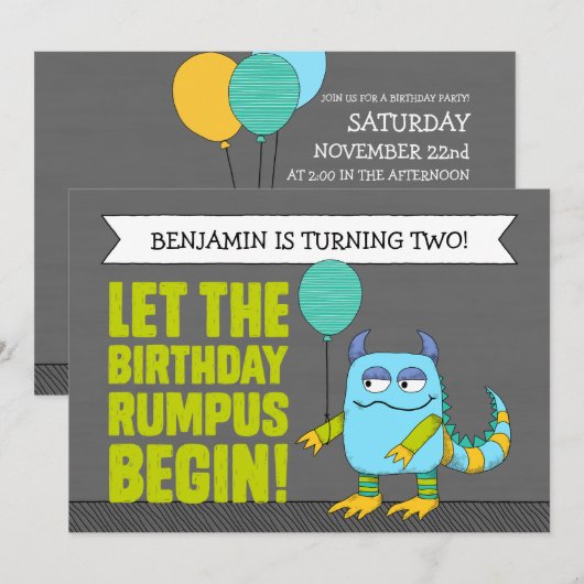 KLANT laat de 'Birthday Rumpus' beginnen! Uitnodig Kaart (Voorkant / Achterkant)