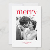 Klant Minimalistische Rode Vrolijk Kerstmis Trouwf Feestdagenkaart (Voorkant)