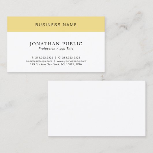 Klant Modern Minimaal Elegant Wit & Goud Visitekaartje (Voorkant / Achterkant)