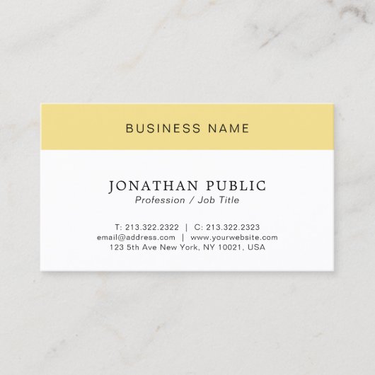 Klant Modern Minimaal Elegant Wit & Goud Visitekaartje (Voorkant)