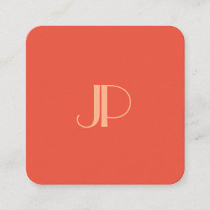 Klant Oranje Modern Monogram Initiaal Letter Vierkante Visitekaartje