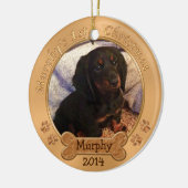 KLANT ORDER Puppy's eerste kerstfoto Keramisch Ornament (Links)