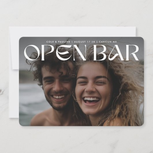 Klant Retro Moderne Open Bar FullBleed Foto Bruilo Save The Date (Voorkant)